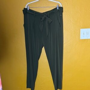 Express Olive Tie-Waist women’s Pull On Stretch Trousers XL/16 NWT